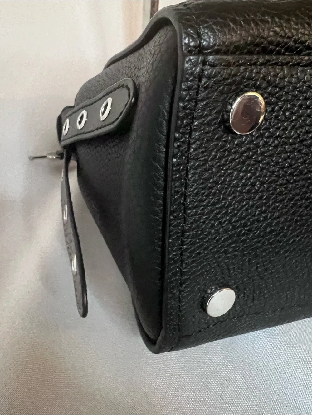 Michael Kors Black & Metallic Silver Snakeskin Embossed Satchel Handbag